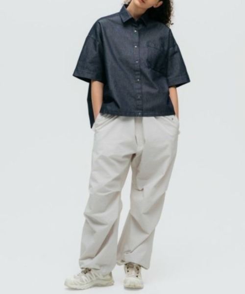 WILD THINGS(ワイルドシングス)の「WILD THINGS/ワイルドシングス Ws SEERSUCKER OVERPANTS シアサッカー オーバー パンツ WTW23008SK(その他パンツ・レディース・ネイビー/グレー系その他3・S)」の5枚目の写真