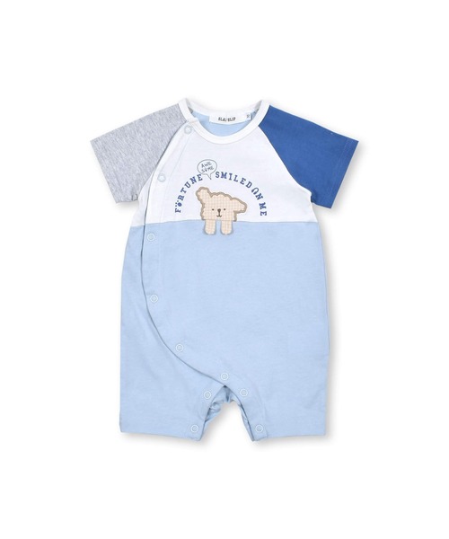 SLAP SLIP BABY(スラップスリップベビー)の「SLAPSLIPBABY/【防汚】アニマルイヌ刺繍配色ロンパースベビー(60~80cm)(ロンパース・キッズ・ブルー系その他/イエロー系その他・60/70/80)」の3枚目の写真