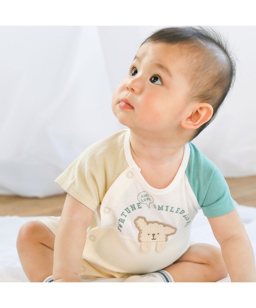 SLAP SLIP BABY(スラップスリップベビー)の「SLAPSLIPBABY/【防汚】アニマルイヌ刺繍配色ロンパースベビー(60~80cm)(ロンパース・キッズ・ブルー系その他/イエロー系その他・60/70/80)」の17枚目の写真