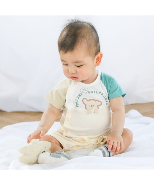 SLAP SLIP BABY(スラップスリップベビー)の「SLAPSLIPBABY/【防汚】アニマルイヌ刺繍配色ロンパースベビー(60~80cm)(ロンパース・キッズ・ブルー系その他/イエロー系その他・60/70/80)」の18枚目の写真