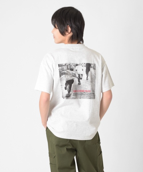 GLAZOS(グラソス)の「【接触冷感】アソートバックフォトプリント半袖Tシャツ(Tシャツ/カットソー・キッズ・ブルー/オートミール/チャコールグレー/カーキ/ホワイト/グレー/ベージュ・140cm/150cm/130cm/170cm/160cm)」の5枚目の写真