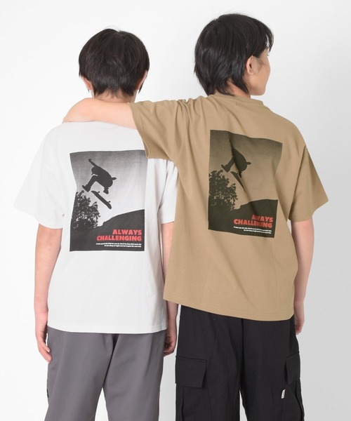 GLAZOS(グラソス)の「【接触冷感】アソートバックフォトプリント半袖Tシャツ(Tシャツ/カットソー・キッズ・ブルー/オートミール/チャコールグレー/カーキ/ホワイト/グレー/ベージュ・140cm/150cm/130cm/170cm/160cm)」の4枚目の写真