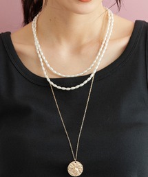 AMERICAN HOLIC | ナツメパール2連&メタルコイン3WAYネックレス(ネックレス)