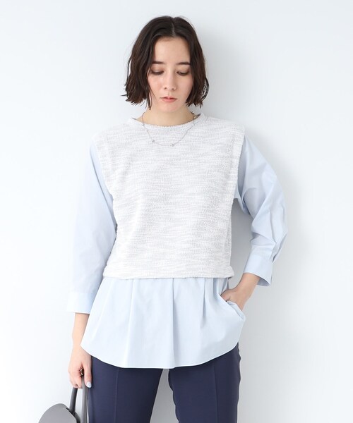 INDIVI（インディヴィ）の「◇【袖コンシャス/日本製】レイヤードプル 