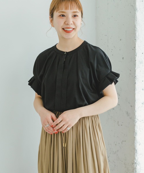 ITEMS URBANRESEARCH（アイテムズ アーバンリサーチ）の「フハクライクスキッパーフレンチTシャツ（Tシャツ/カットソー・レディース・ホワイト/オレンジ/ストライプ/ブラック・FREE）」の7枚目の写真