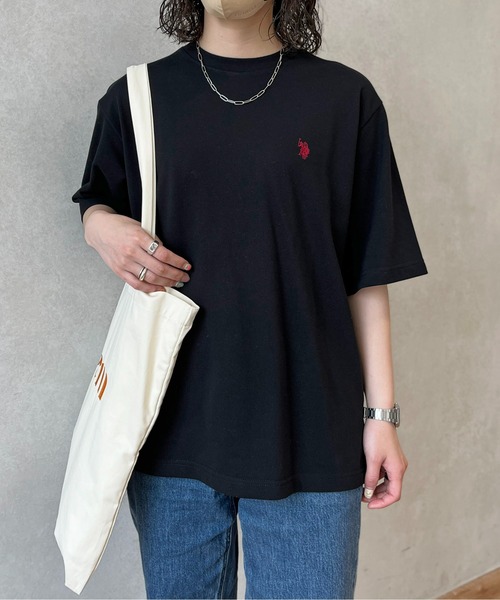 U.S. POLO ASSN.（ユーエスポロアッスン）の「1ポイント刺繍鹿の子T（Tシャツ/カットソー・レディース・ブルー/ホワイト/ベージュ/グリーン/ブラック/イエロー・LARGE/MEDIUM）」の3枚目の写真