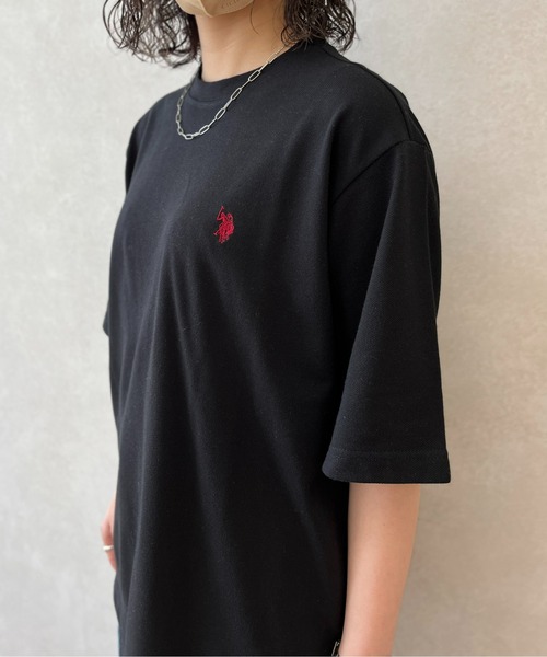 U.S. POLO ASSN.（ユーエスポロアッスン）の「1ポイント刺繍鹿の子T（Tシャツ/カットソー・レディース・ブルー/ホワイト/ベージュ/グリーン/ブラック/イエロー・LARGE/MEDIUM）」の21枚目の写真