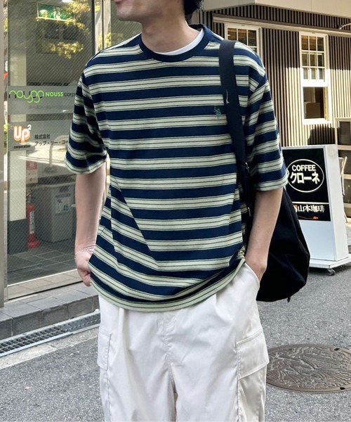 U.S. POLO ASSN.（ユーエスポロアッスン）の「1ポイント刺繍鹿の子T（Tシャツ/カットソー・レディース・ブルー/ホワイト/ベージュ/グリーン/ブラック/イエロー・LARGE/MEDIUM）」の7枚目の写真