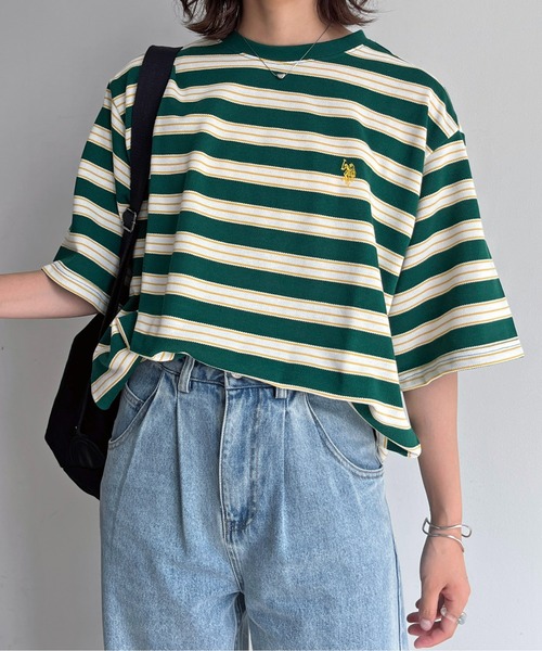 U.S. POLO ASSN.（ユーエスポロアッスン）の「1ポイント刺繍鹿の子T（Tシャツ/カットソー・レディース・ブルー/ホワイト/ベージュ/グリーン/ブラック/イエロー・LARGE/MEDIUM）」の19枚目の写真