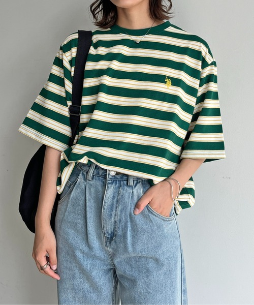 U.S. POLO ASSN.（ユーエスポロアッスン）の「1ポイント刺繍鹿の子T（Tシャツ/カットソー・レディース・ブルー/ホワイト/ベージュ/グリーン/ブラック/イエロー・LARGE/MEDIUM）」の17枚目の写真