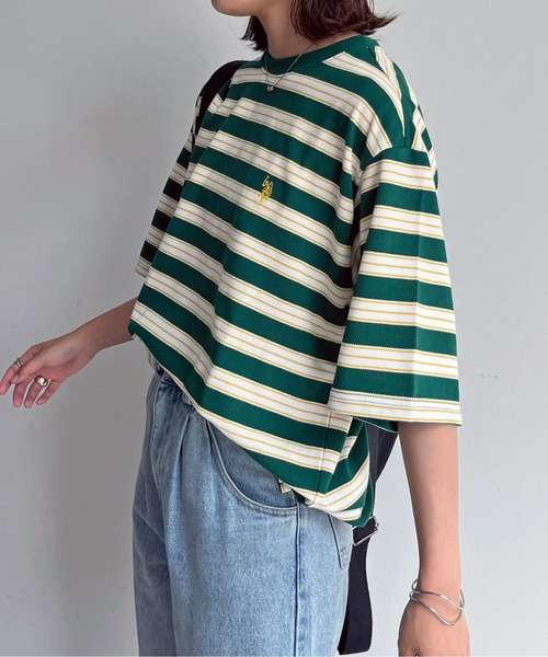 U.S. POLO ASSN.（ユーエスポロアッスン）の「1ポイント刺繍鹿の子T（Tシャツ/カットソー・レディース・ブルー/ホワイト/ベージュ/グリーン/ブラック/イエロー・LARGE/MEDIUM）」の16枚目の写真