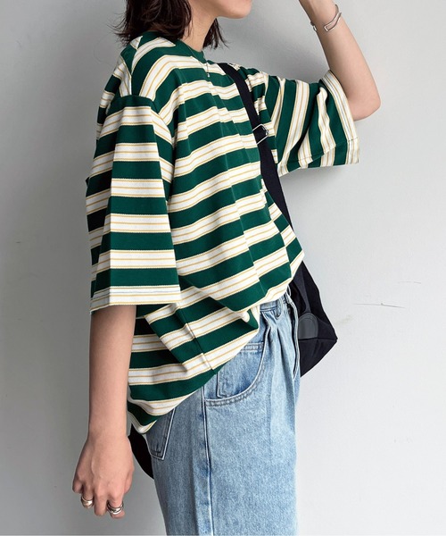 U.S. POLO ASSN.（ユーエスポロアッスン）の「1ポイント刺繍鹿の子T（Tシャツ/カットソー・レディース・ブルー/ホワイト/ベージュ/グリーン/ブラック/イエロー・LARGE/MEDIUM）」の13枚目の写真