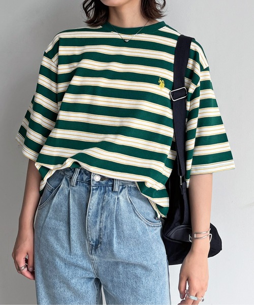 U.S. POLO ASSN.（ユーエスポロアッスン）の「1ポイント刺繍鹿の子T（Tシャツ/カットソー・レディース・ブルー/ホワイト/ベージュ/グリーン/ブラック/イエロー・LARGE/MEDIUM）」の18枚目の写真