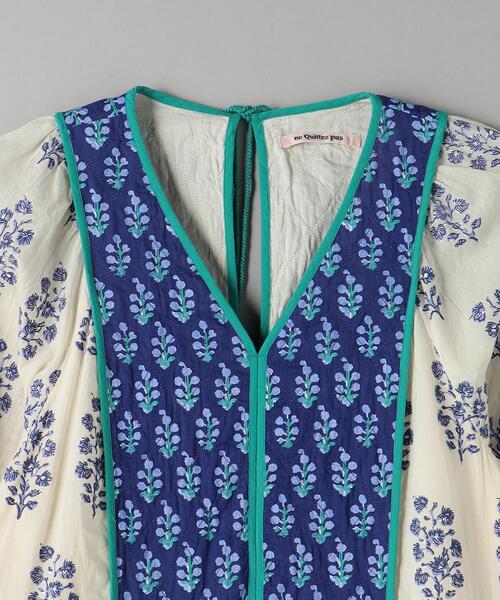 NE QUITTEZ PAS!（ヌキテパ）の「＜ne Quittez pas＞エスニック コンビ ワンピース -ウォッシャブル-（ワンピース・レディース・ライム/オフホワイト・M）」の6枚目の写真