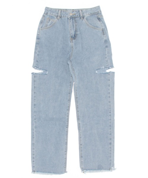 Sibra(シブラ)の「ダメージデニムパンツ(デニムパンツ・レディース・サックスブルー/ブラック・S/M/L)」の7枚目の写真