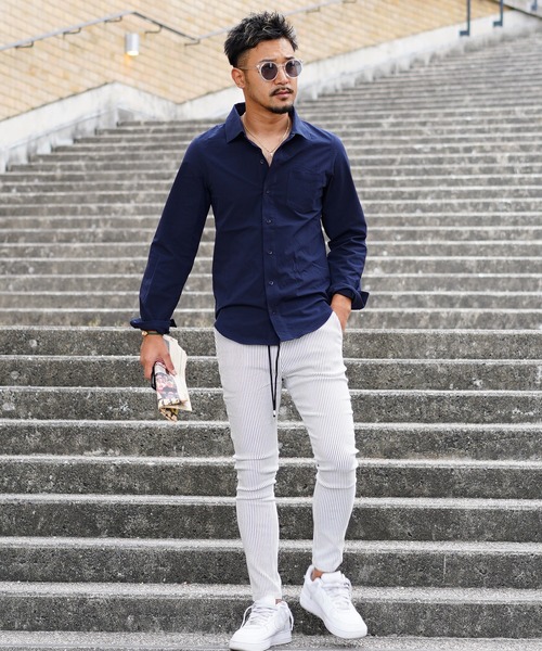 アダムスジャグラー ホワイト シャツ サイズS 24/シアサッカーロングシャツ（シャツ/ブラウス）｜adamsJUGGLER