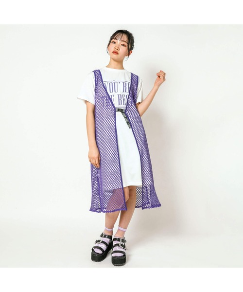 ZIDDY(ジディ)の「ZIDDY/【前後2WAY】メッシュガウン&Tシャツワンピセット(130~160cm)(ワンピース・キッズ・パープル/ブラック・140/160/150/130)」の8枚目の写真