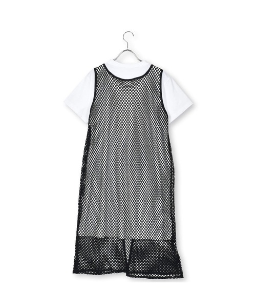ZIDDY(ジディ)の「ZIDDY/【前後2WAY】メッシュガウン&Tシャツワンピセット(130~160cm)(ワンピース・キッズ・パープル/ブラック・140/160/150/130)」の5枚目の写真