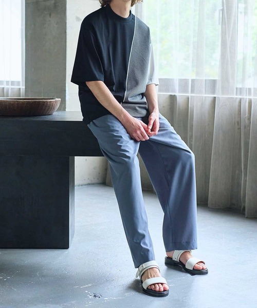 UNITED TOKYO（ユナイテッドトウキョウ）の「ジオメトリックコンビTシャツ(半袖)（Tシャツ/カットソー・メンズ・ライトグレー/ブラック/ネイビー・1/2）」の9枚目の写真