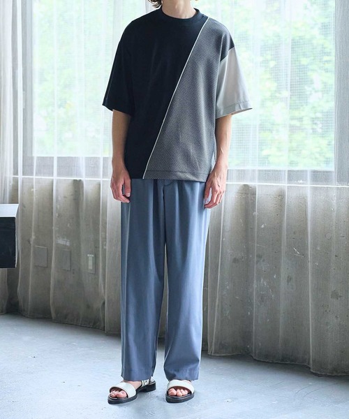 UNITED TOKYO（ユナイテッドトウキョウ）の「ジオメトリックコンビTシャツ(半袖)（Tシャツ/カットソー・メンズ・ライトグレー/ブラック/ネイビー・1/2）」の4枚目の写真