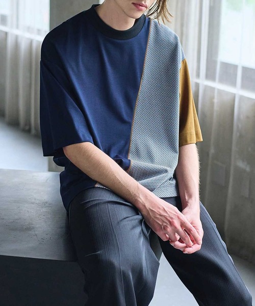 UNITED TOKYO（ユナイテッドトウキョウ）の「ジオメトリックコンビTシャツ(半袖)（Tシャツ/カットソー・メンズ・ライトグレー/ブラック/ネイビー・1/2）」の13枚目の写真