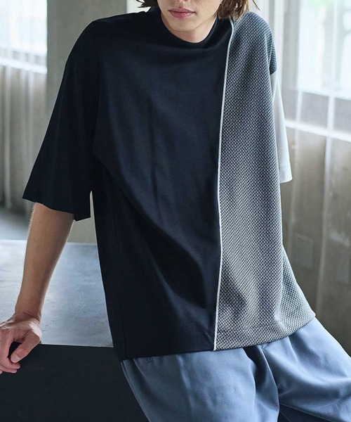 UNITED TOKYO（ユナイテッドトウキョウ）の「ジオメトリックコンビTシャツ(半袖)（Tシャツ/カットソー・メンズ・ライトグレー/ブラック/ネイビー・1/2）」の18枚目の写真