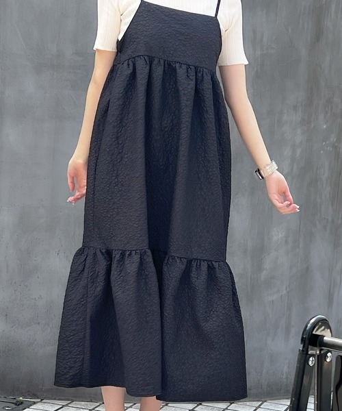 Lamoa（ラモア）の「【Lamoa】/花柄エンボスキャミワンピース（ワンピース・レディース・アイボリー/ブラック・MEDIUM）」の10枚目の写真