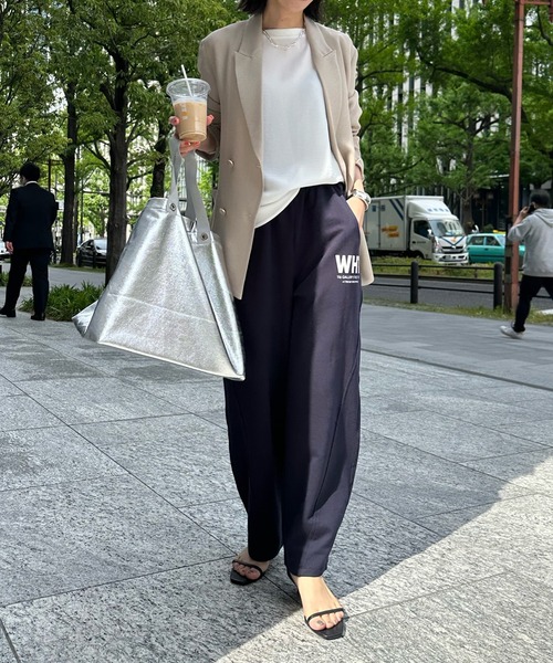 DouDou(ドゥドゥ)の「ミニ裏毛イージーパンツ(スウェットパンツ・レディース・グレイッシュベージュ/ネイビー・FREE)」の5枚目の写真