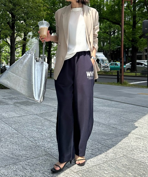 DouDou(ドゥドゥ)の「ミニ裏毛イージーパンツ(スウェットパンツ・レディース・グレイッシュベージュ/ネイビー・FREE)」の6枚目の写真