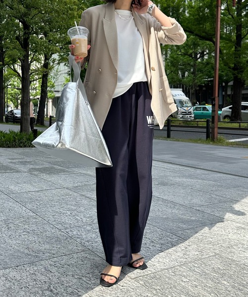 DouDou(ドゥドゥ)の「ミニ裏毛イージーパンツ(スウェットパンツ・レディース・グレイッシュベージュ/ネイビー・FREE)」の7枚目の写真