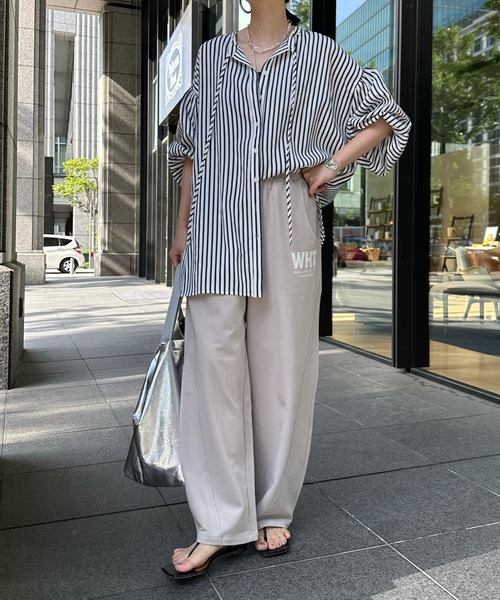 DouDou(ドゥドゥ)の「ミニ裏毛イージーパンツ(スウェットパンツ・レディース・グレイッシュベージュ/ネイビー・FREE)」の16枚目の写真