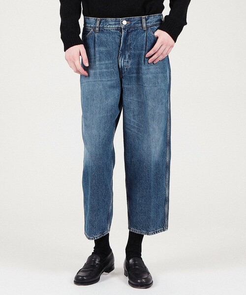 CELLAR DOOR（セラドール）の「Cellar Door コットン タックデニム（デニムパンツ・メンズ・ブルー/ダークブルー・2/1）」の4枚目の写真