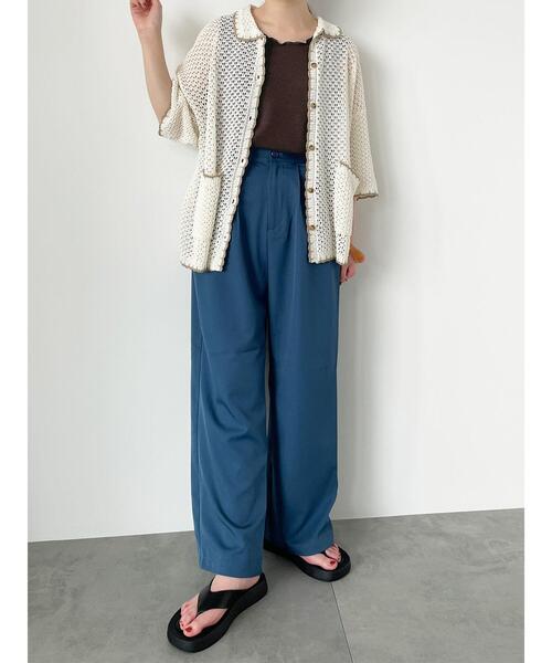 ehka sopo（エヘカソポ）の「メローフリルタンクトップ（タンクトップ・レディース・グレー/オフホワイト/グリーン/ダークブラウン・F）」の8枚目の写真