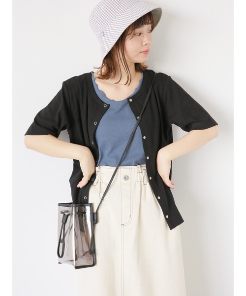 ehka sopo（エヘカソポ）の「メローフリルタンクトップ（タンクトップ・レディース・グレー/オフホワイト/グリーン/ダークブラウン・F）」の14枚目の写真