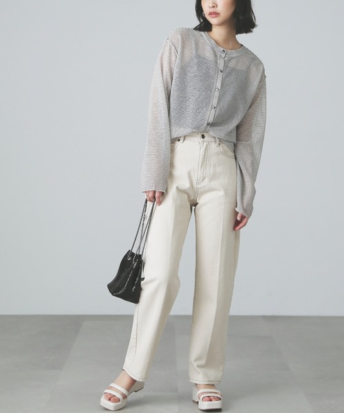 FREE'S MART(フリーズマート)の「シアーボーダーカットソーカーディガン(カーディガン/ボレロ・レディース・グリーン系その他3/ホワイト系その他・FREE)」の11枚目の写真