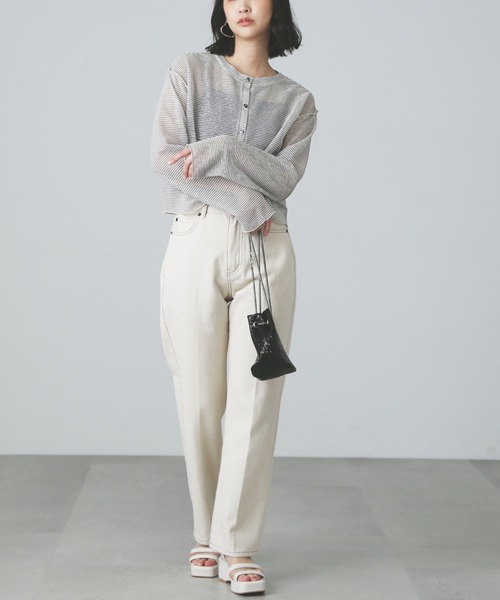 FREE'S MART(フリーズマート)の「シアーボーダーカットソーカーディガン(カーディガン/ボレロ・レディース・グリーン系その他3/ホワイト系その他・FREE)」の12枚目の写真