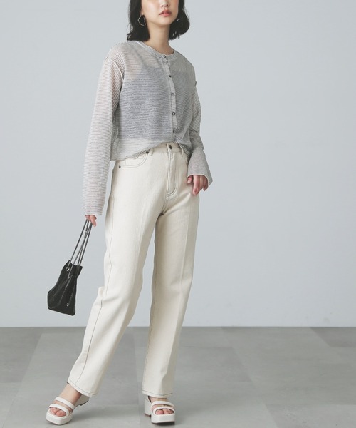 FREE'S MART(フリーズマート)の「シアーボーダーカットソーカーディガン(カーディガン/ボレロ・レディース・グリーン系その他3/ホワイト系その他・FREE)」の13枚目の写真