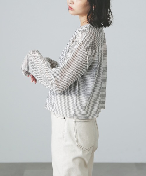 FREE'S MART(フリーズマート)の「シアーボーダーカットソーカーディガン(カーディガン/ボレロ・レディース・グリーン系その他3/ホワイト系その他・FREE)」の17枚目の写真