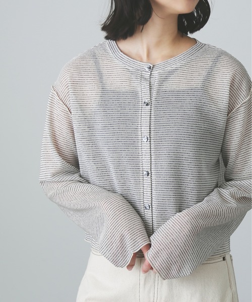 FREE'S MART(フリーズマート)の「シアーボーダーカットソーカーディガン(カーディガン/ボレロ・レディース・グリーン系その他3/ホワイト系その他・FREE)」の19枚目の写真