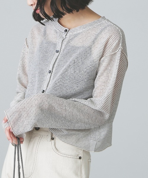 FREE'S MART(フリーズマート)の「シアーボーダーカットソーカーディガン(カーディガン/ボレロ・レディース・グリーン系その他3/ホワイト系その他・FREE)」の20枚目の写真