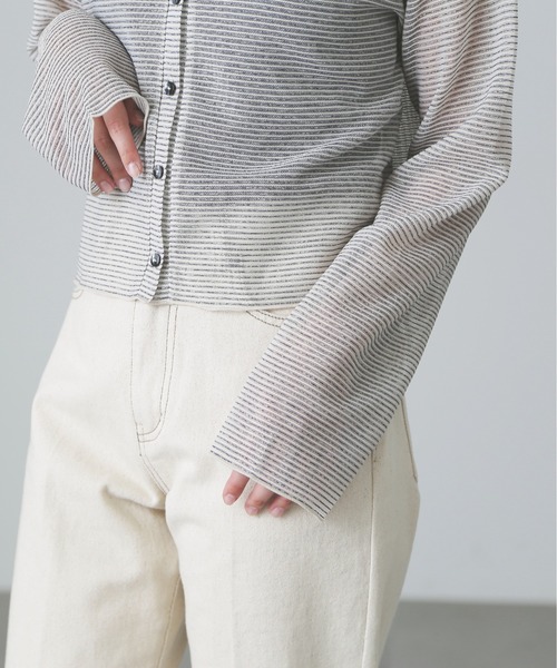 FREE'S MART(フリーズマート)の「シアーボーダーカットソーカーディガン(カーディガン/ボレロ・レディース・グリーン系その他3/ホワイト系その他・FREE)」の21枚目の写真