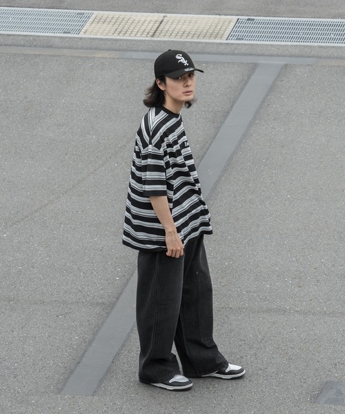 kutir(クティール)の「オーバーサイズマルチボーダーTシャツ(Tシャツ/カットソー・メンズ・グレー/ブラック/ブラウン・MEDIUM/LARGE)」の12枚目の写真