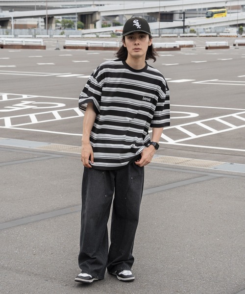 kutir(クティール)の「オーバーサイズマルチボーダーTシャツ(Tシャツ/カットソー・メンズ・グレー/ブラック/ブラウン・MEDIUM/LARGE)」の8枚目の写真