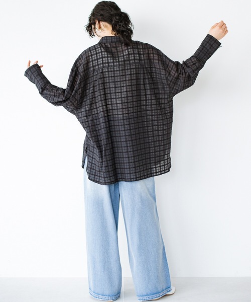 hunch（ハンチ）の「【hunch】シアーサッカーチェックシャツチュニック