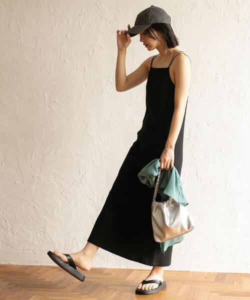 coen（コーエン）の「【WEB限定】カップ付きTCワッフルキャミワンピース（ワンピース・レディース・ブラック/ブラウン・FREE）」の2枚目の写真