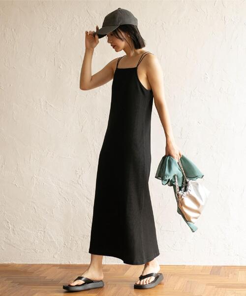 coen（コーエン）の「【WEB限定】カップ付きTCワッフルキャミワンピース（ワンピース・レディース・ブラック/ブラウン・FREE）」の5枚目の写真