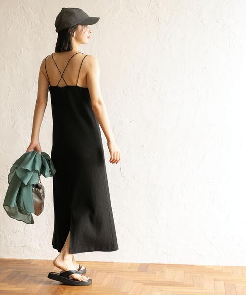 coen（コーエン）の「【WEB限定】カップ付きTCワッフルキャミワンピース（ワンピース・レディース・ブラック/ブラウン・FREE）」の7枚目の写真