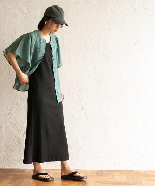 coen（コーエン）の「【WEB限定】カップ付きTCワッフルキャミワンピース（ワンピース・レディース・ブラック/ブラウン・FREE）」の9枚目の写真