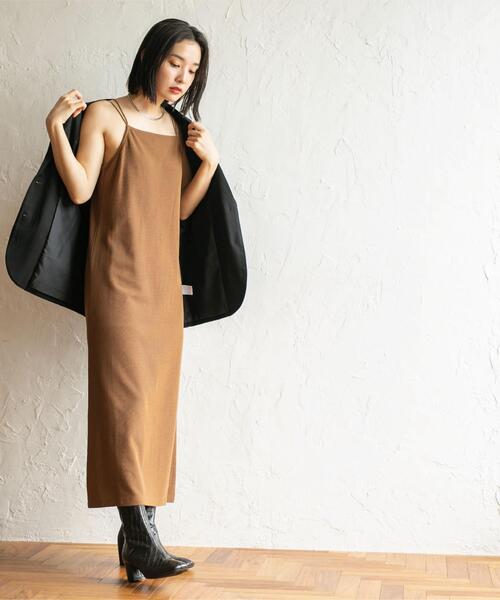 coen（コーエン）の「【WEB限定】カップ付きTCワッフルキャミワンピース（ワンピース・レディース・ブラック/ブラウン・FREE）」の19枚目の写真