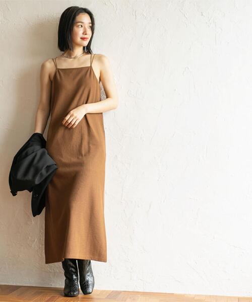 coen（コーエン）の「【WEB限定】カップ付きTCワッフルキャミワンピース（ワンピース・レディース・ブラック/ブラウン・FREE）」の22枚目の写真